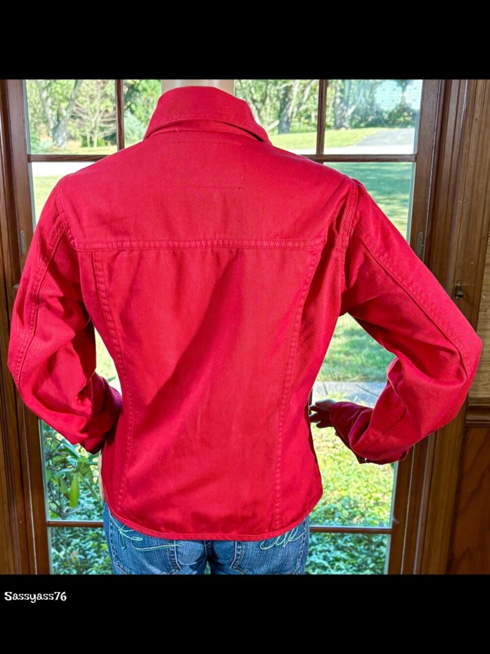 🆕THE TERRITORY AHEAD▪️Red 100% Cotton Seamed Fitted Jean Jacket - Picture 2 of 7